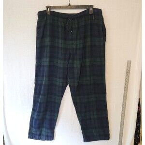 Polo Ralph Lauren Pajama Pants Men XL Green Blue Plaid Flannel Cotton Drawstring